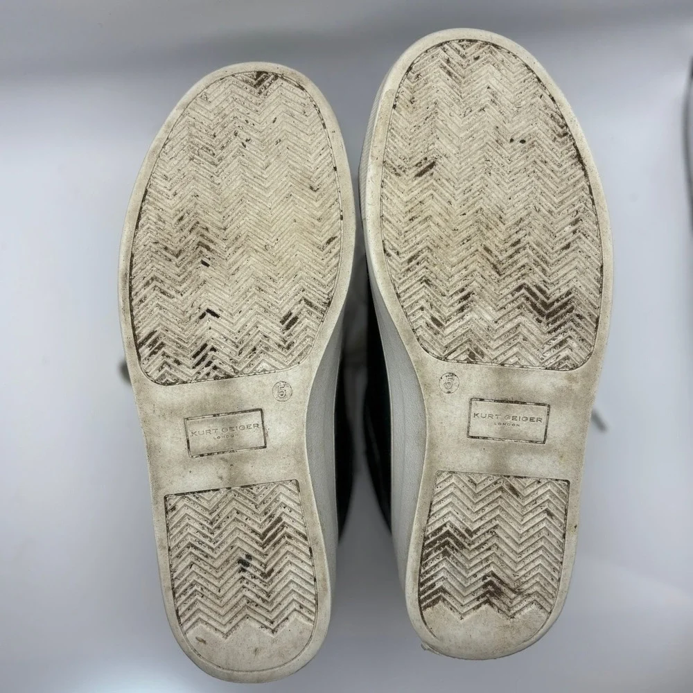 Kurt Geiger Green Leather Embellished Eye Sneakers with Black Heel